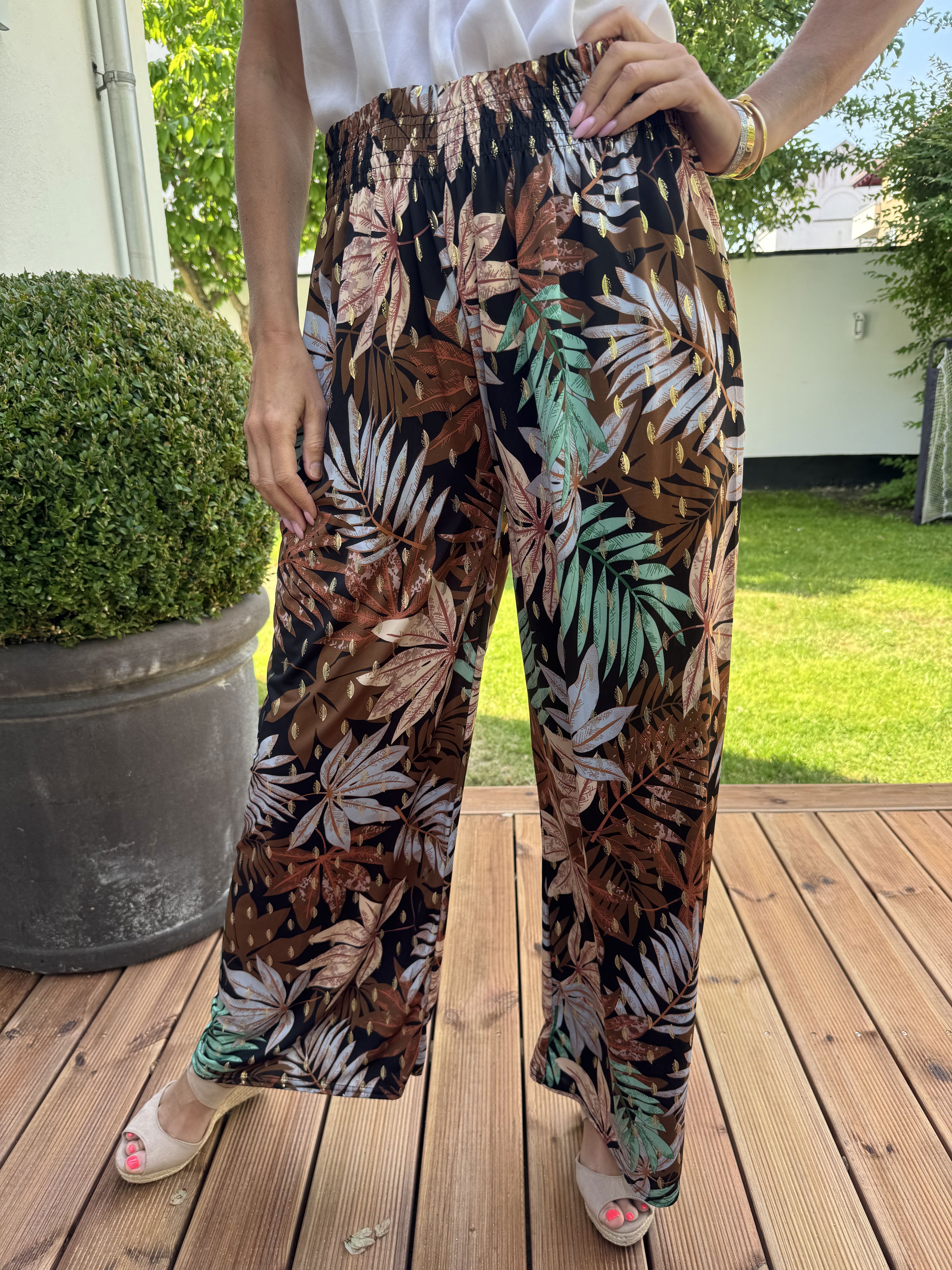 Pams Leaf Pants - Lækkert elastisk stof, som er krølfrit